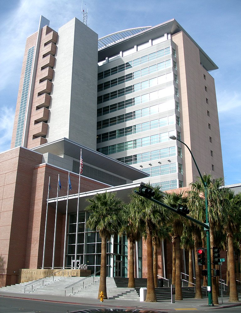 The Regional Justice Center tower in downtown Las Vegas